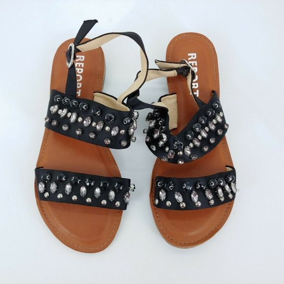REPORT Signature Womens Zoran Crystal Embellished Slingback Sandals Black 7 - Picture 4 of 10
